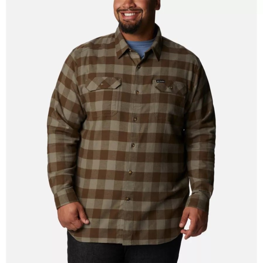 Columbia Sale Men's Flare Gun Stretch Flannel Big Stone Green Twill Buffalo Check