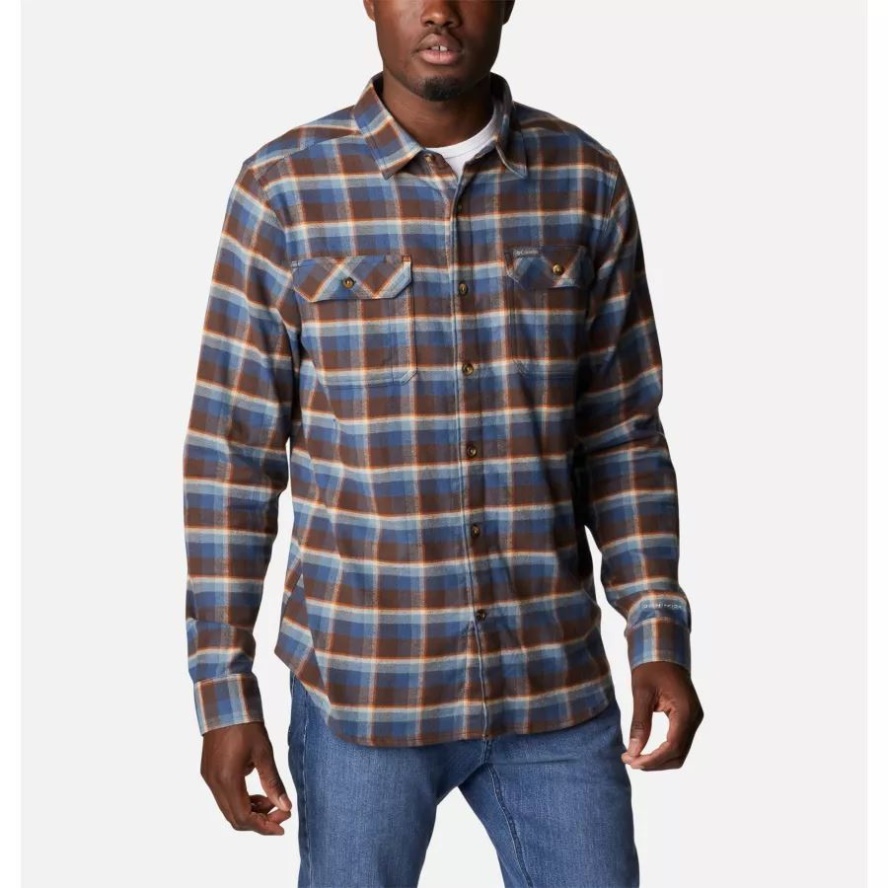 Columbia Sale Men's Flare Gun Stretch Flannel Shirt Cordovan Shadow Plaid