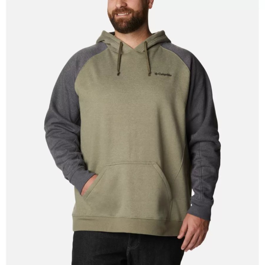 Columbia Sale Men's Hart Mountain II Hoodie Big Stone Green Heather/Shark Heather