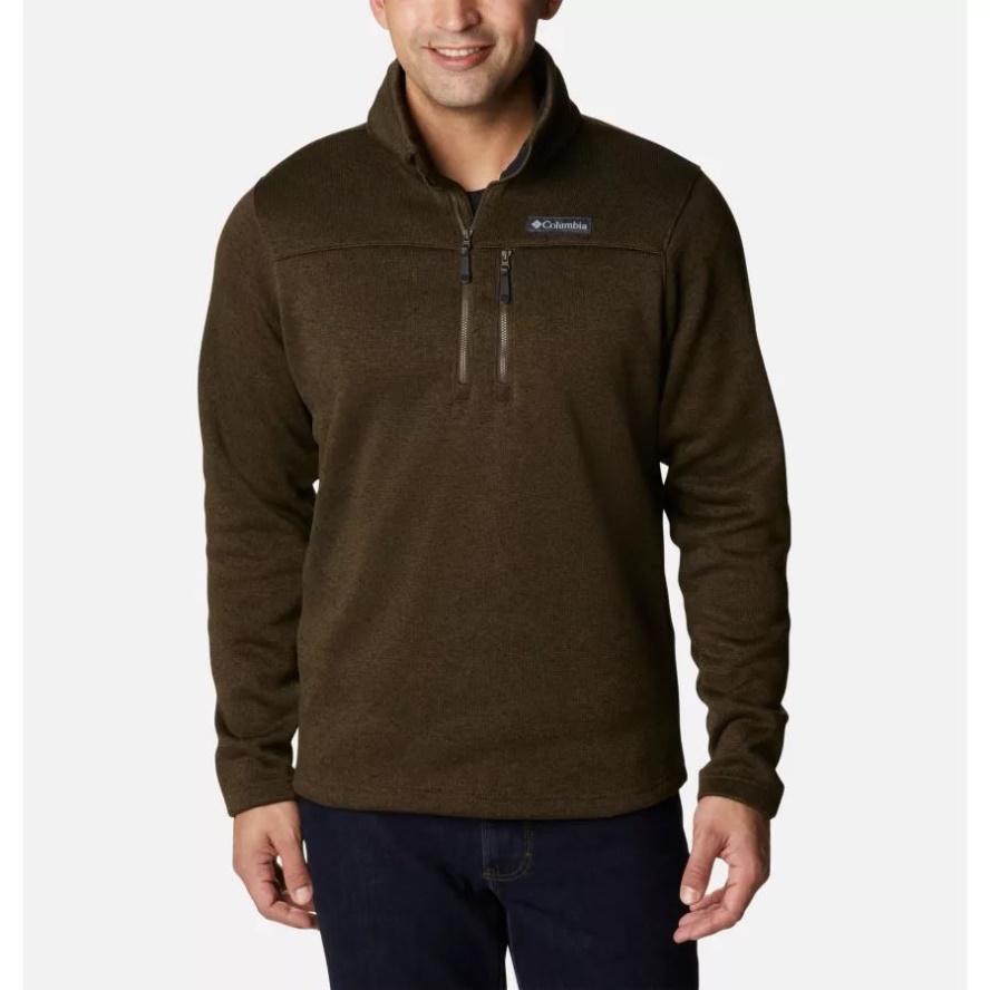 Columbia Sale Men's Hatchet Hill Half Zip Sweater Fleece Olive Green Heather