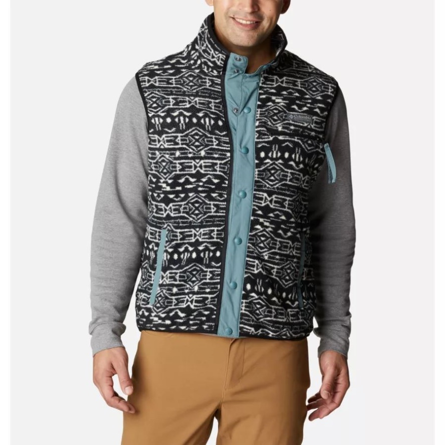 Columbia Sale Men's Helvetia Fleece Vest Black Geo Print/Metal