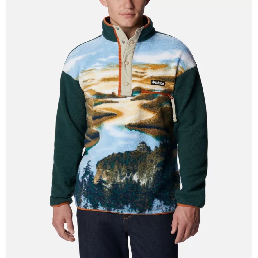 Columbia Sale Men's Helvetia Half Snap Fleece Warm Copper CRG Print