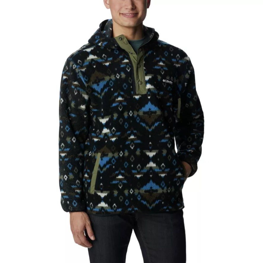 Columbia Sale Men's Helvetia Hoodie Bright Indigo Rocky Mountain Print