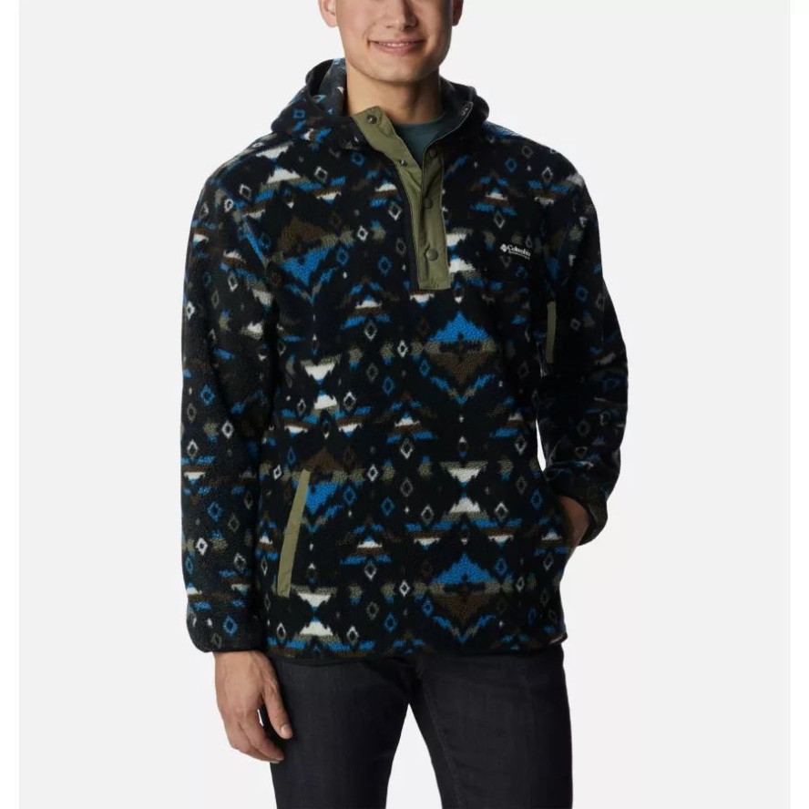Columbia Sale Men's Helvetia Hoodie Indigo Rocky Mountain Print