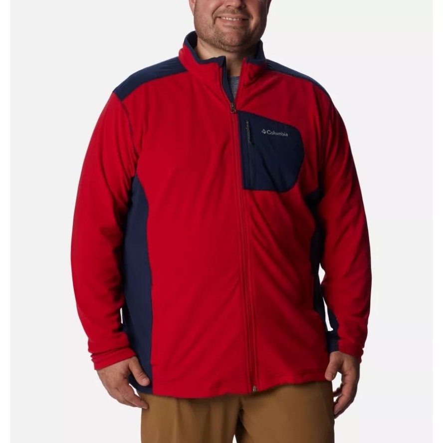Columbia Sale Men's Klamath Range Fleece Jacket Extended Size Mountain Red/Collegiate Navy