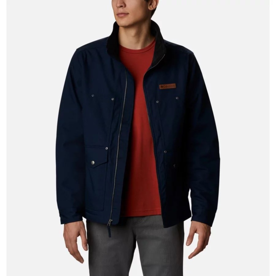Columbia Sale Men's Loma Vista Fleece Lined Jacket Collegiate Navy/Stone Green Plaid
