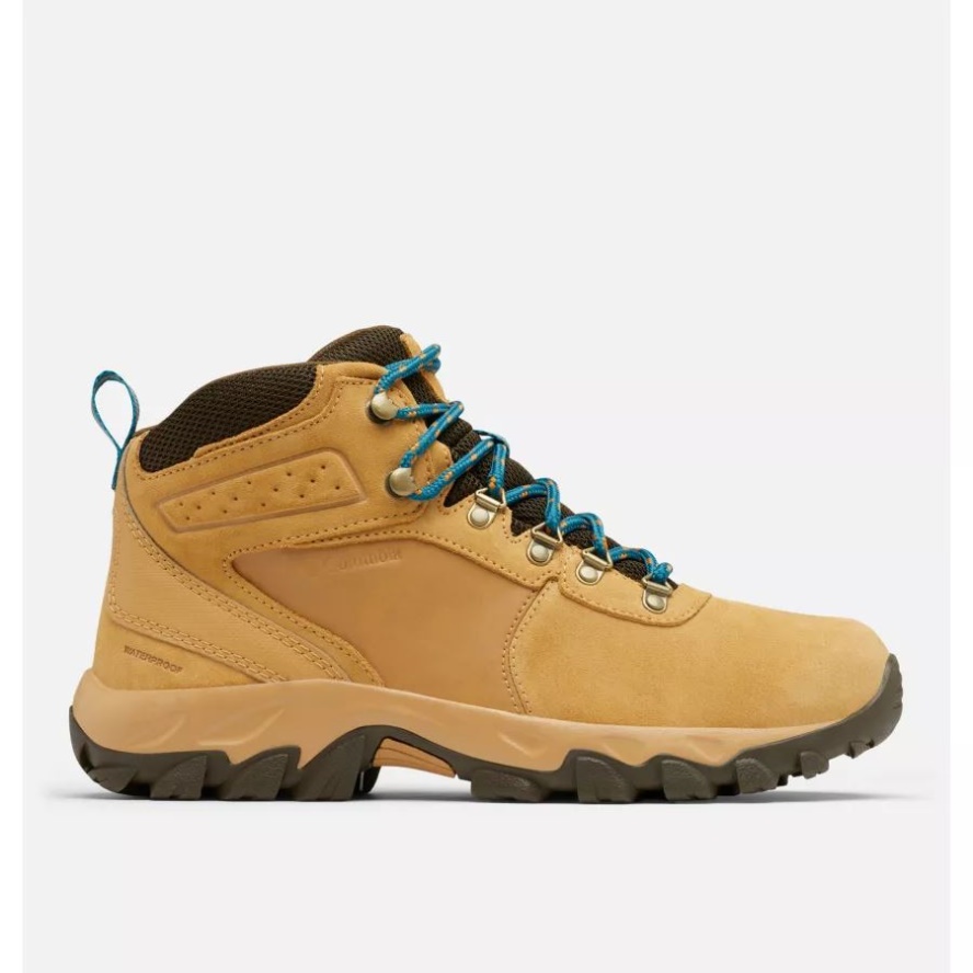 Columbia Sale Men's Newton Ridge Plus II Suede Waterproof Hiking Boot Wide Curry/Aegean Blue
