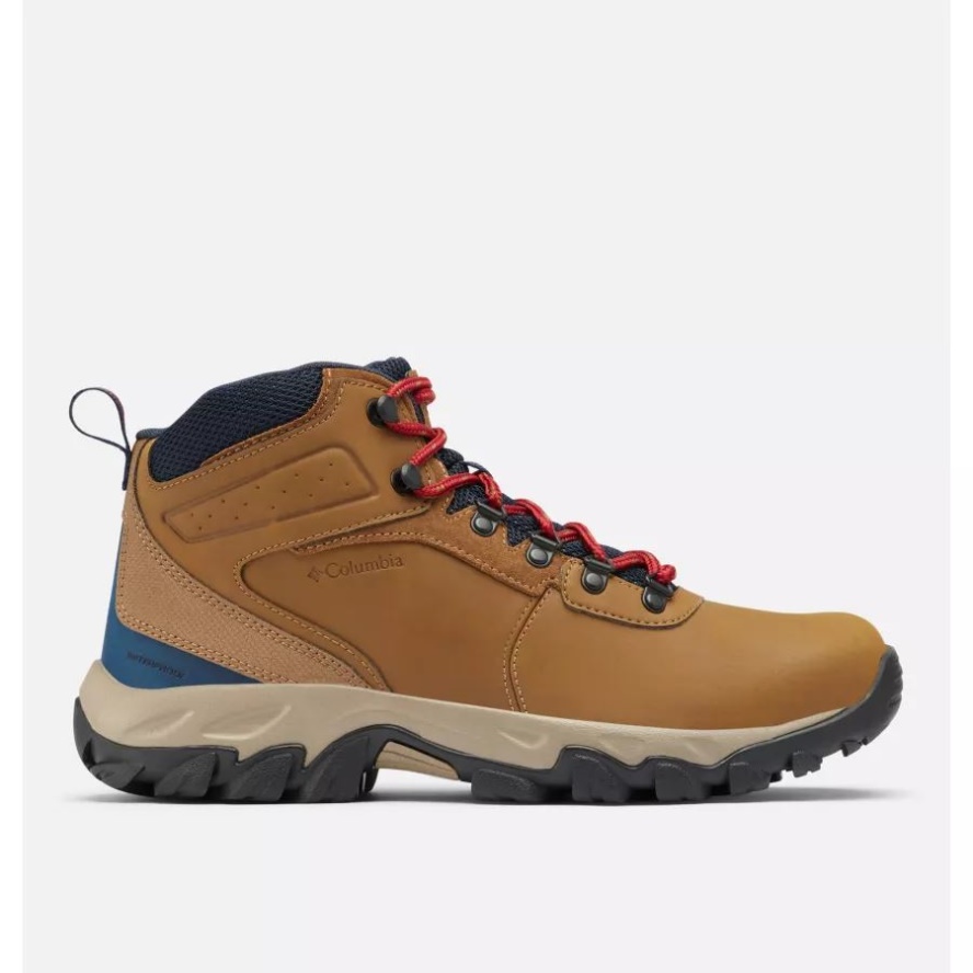 Columbia Sale Men's Newton Ridge Plus II Waterproof Hiking Boot Wide Light Brown/Red Velvet