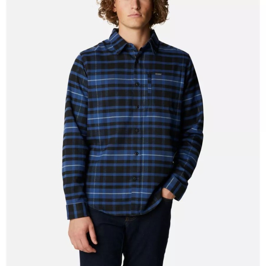Columbia Sale Men's Outdoor Elements II Flannel Shirt Night Tide Oversize Tartan