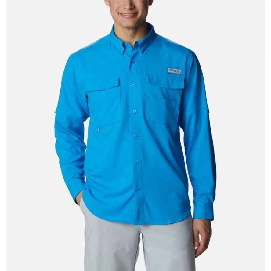 Columbia Sale Men's PFG Blood and Guts IV Woven Long Sleeve Shirt Compass Blue
