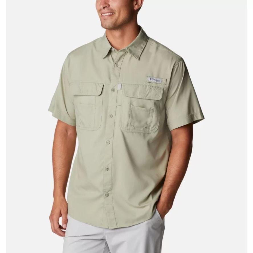 Columbia Sale Men's PFG Drift Guide Woven Short Sleeve Shirt Safari