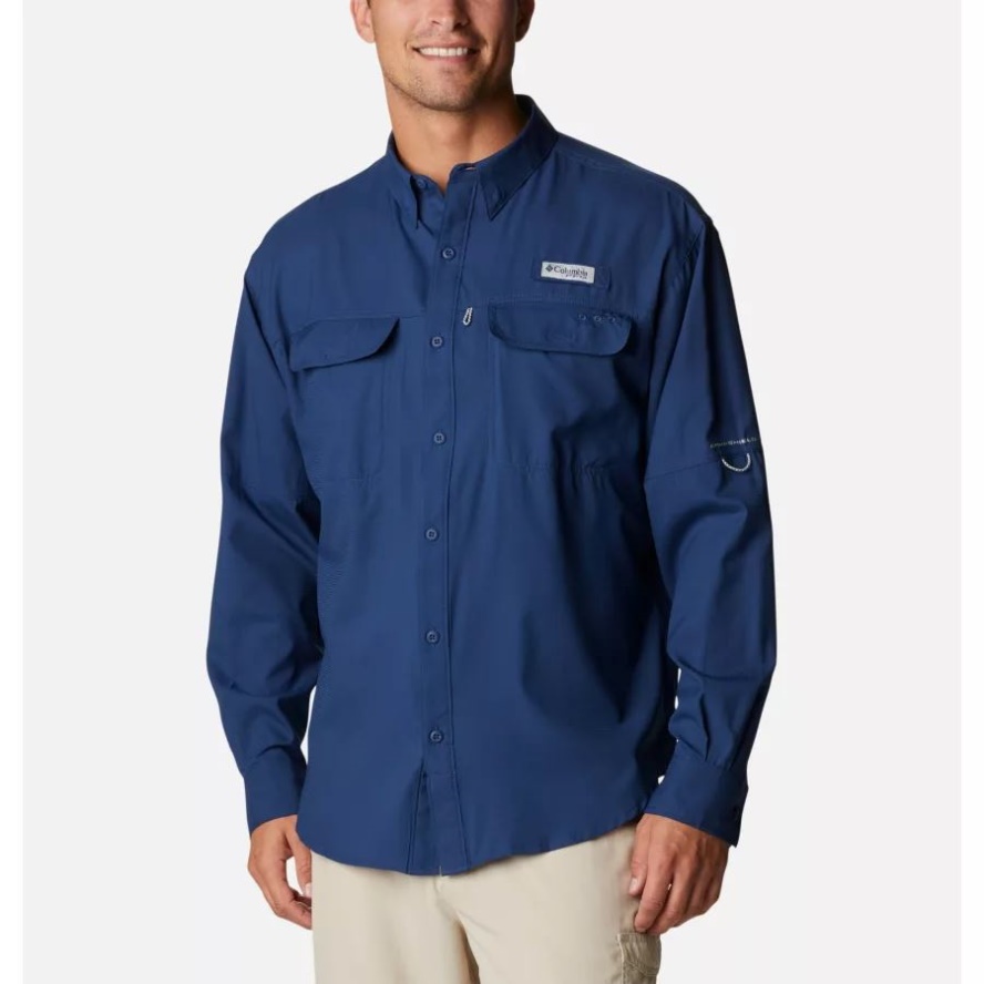 Columbia Sale Men's PFG Skiff Guide Woven Long Sleeve Shirt Carbon