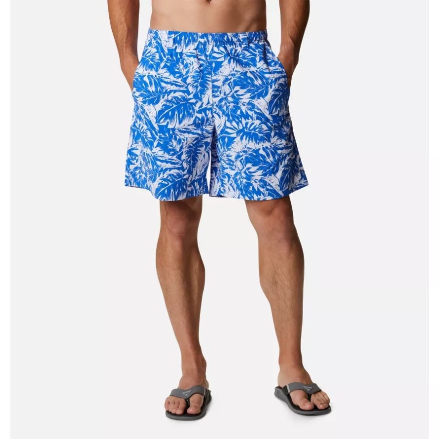 Columbia Sale Men's PFG Super Backcast Water Shorts Blue Macaw Hawaiian Throwback Print