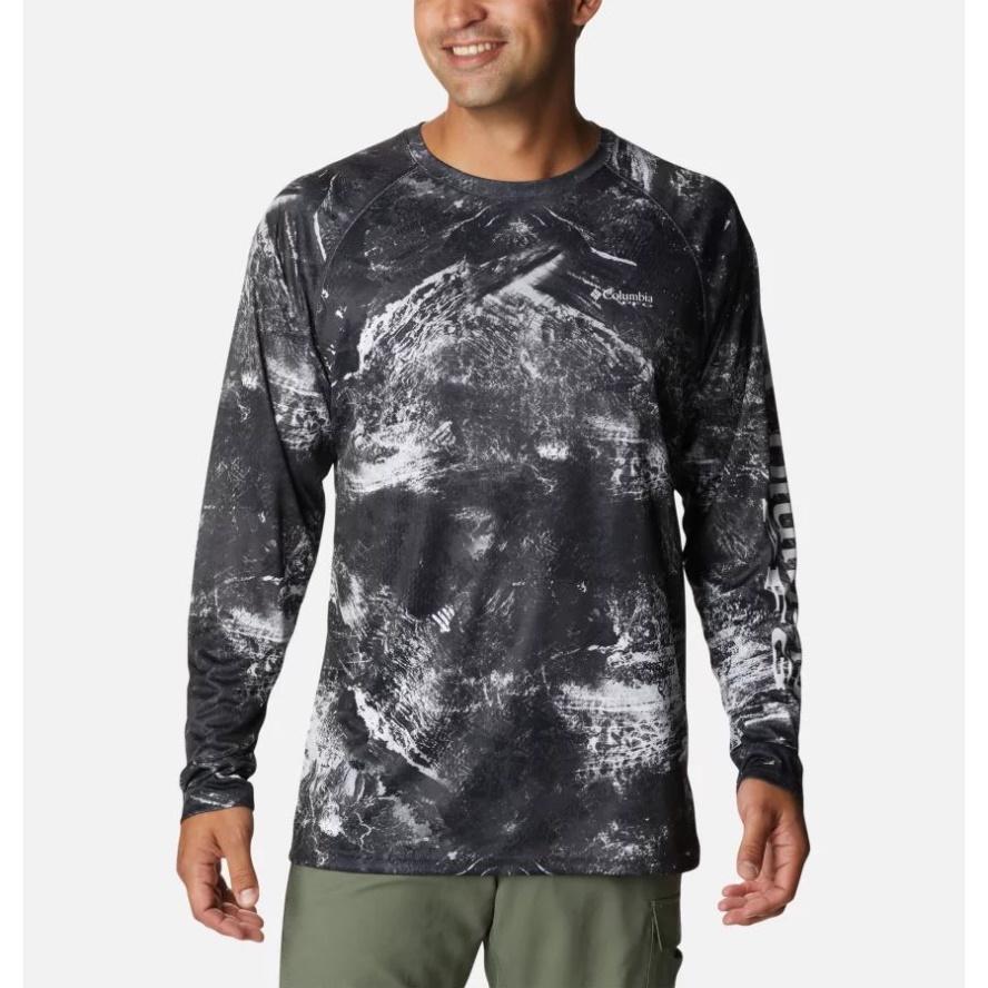 Columbia Sale Men's PFG Super Terminal Tackle Long Sleeve Shirt Black Realtree Horizon