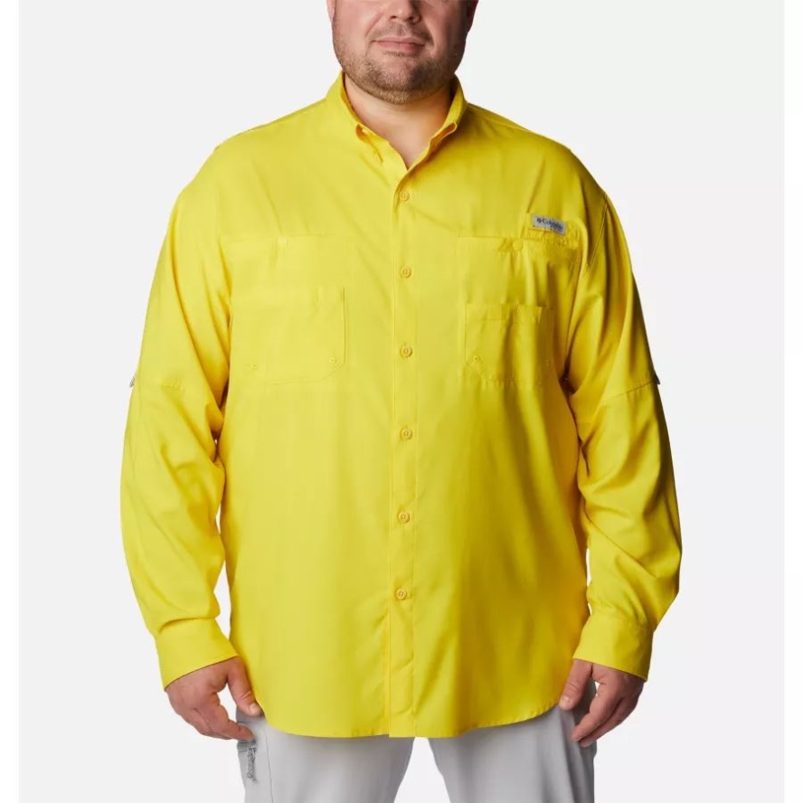 Columbia Sale Men's PFG Tamiami II Long Sleeve Shirt Big Laser Lemon