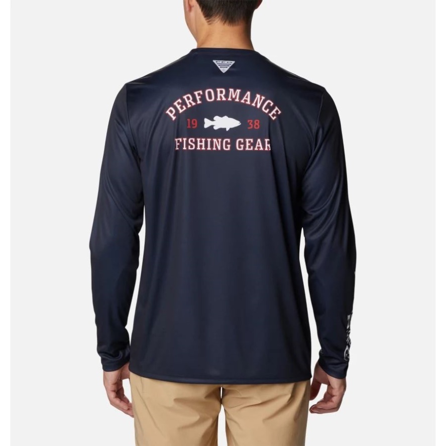 Columbia Sale Men's PFG Terminal Tackle University Long Sleeve Shirt Collegiate Navy/White Bass