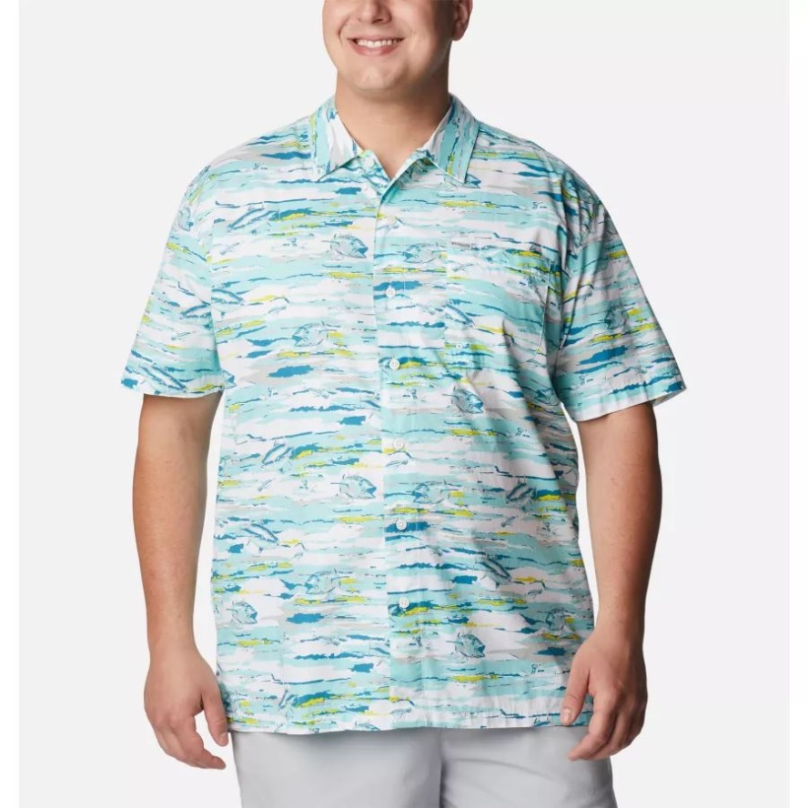 Columbia Sale Men's PFG Trollers Best Short Sleeve Shirt Big Gulf Stream Flatout Print