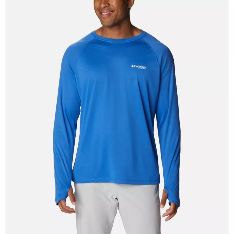 Columbia Sale Men's PFG Zero Rules Ice Long Sleeve Shirt Vivid Blue