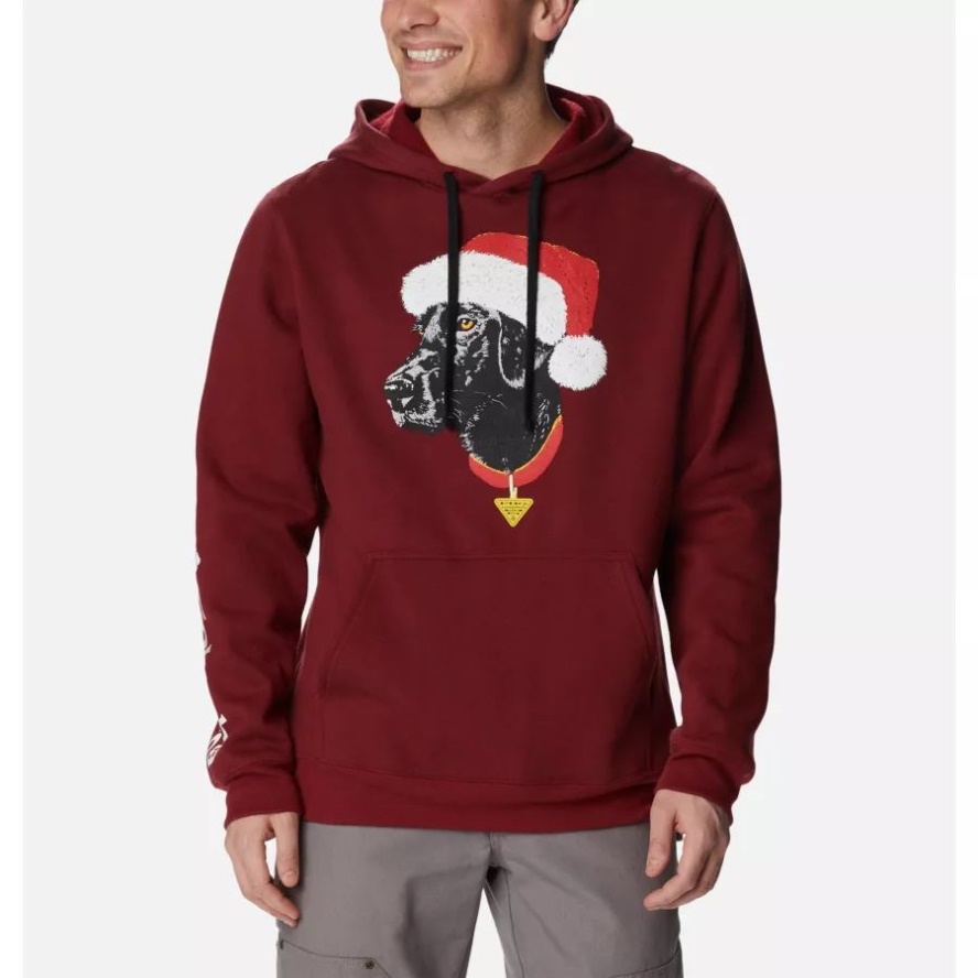 Columbia Sale Men's PHG Heritage Hoodie Red Jasper/White Santa Paws