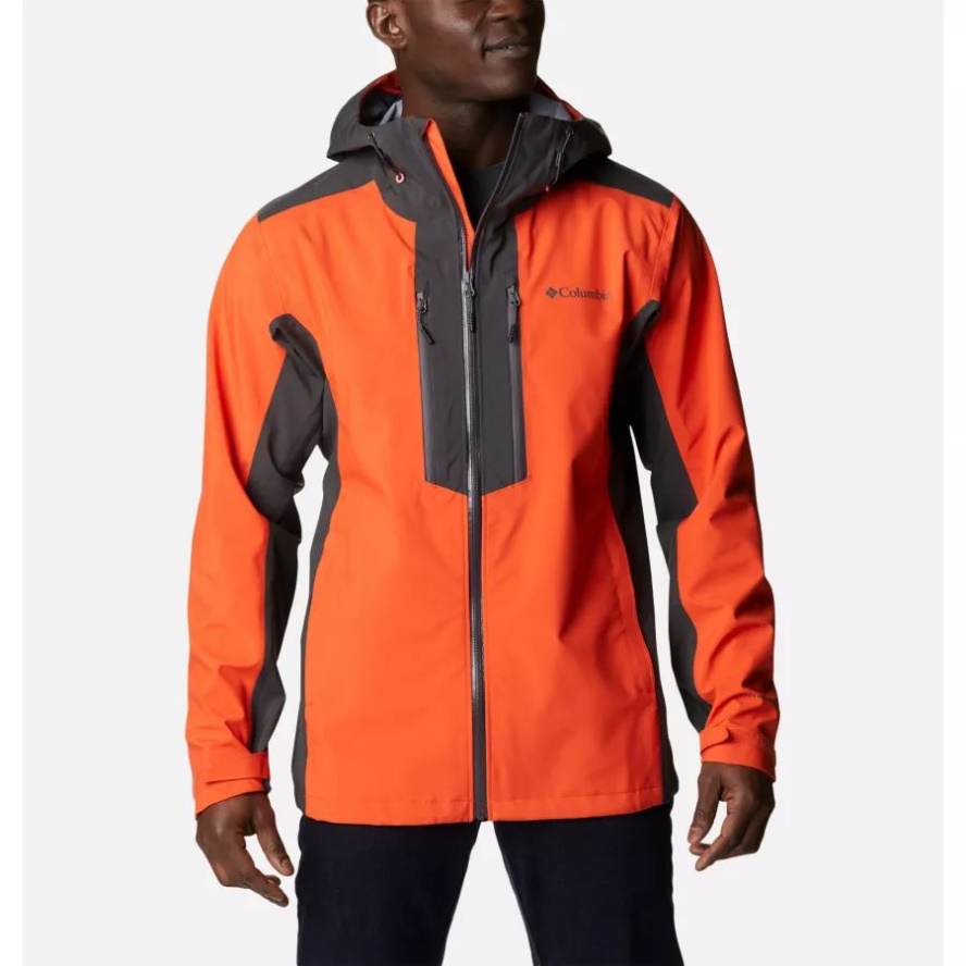 Columbia Sale Men's Peak Creek Waterproof Shell Walking Jacket Red Quartz/Shark