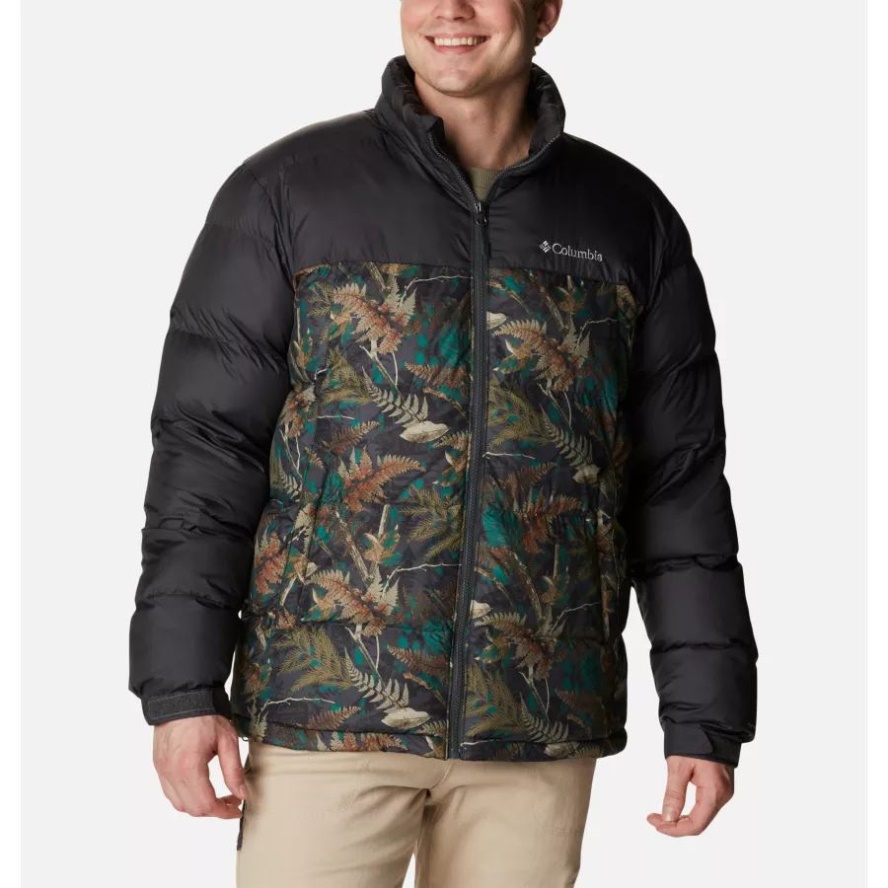 Columbia Sale Men's Pike Lake Puffer Jacket Spruce North Woods Print/Shark