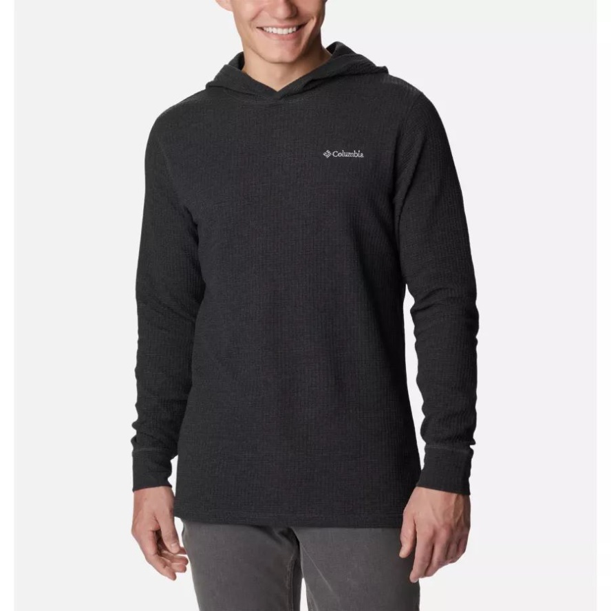 Columbia Sale Men's Pine Peak Waffle Hoodie Black Heather
