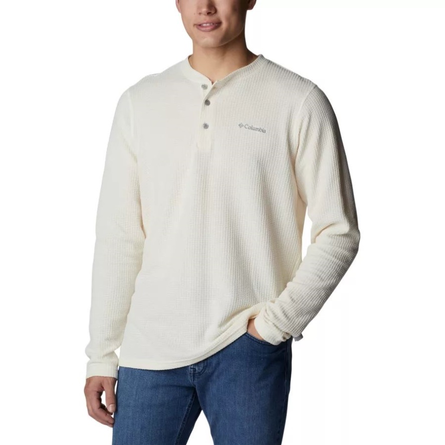 Columbia Sale Men's Pine Peak Waffle Long Sleeve Henley Chalk Heather