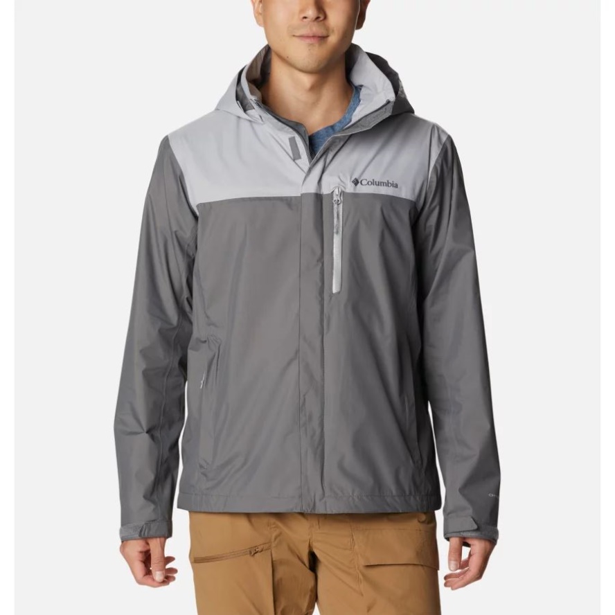Columbia Sale Men's Pouration Rain Jacket City Grey