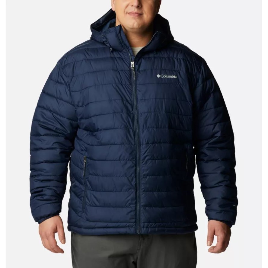 Columbia Sale Men's Powder Lite Hooded Insulated Jacket Extented Size Collegiate Navy