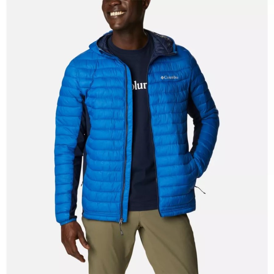 Columbia Sale Men's Powder Pass Hybrid Down Jacket Bright Indigo/Collegiate Navy