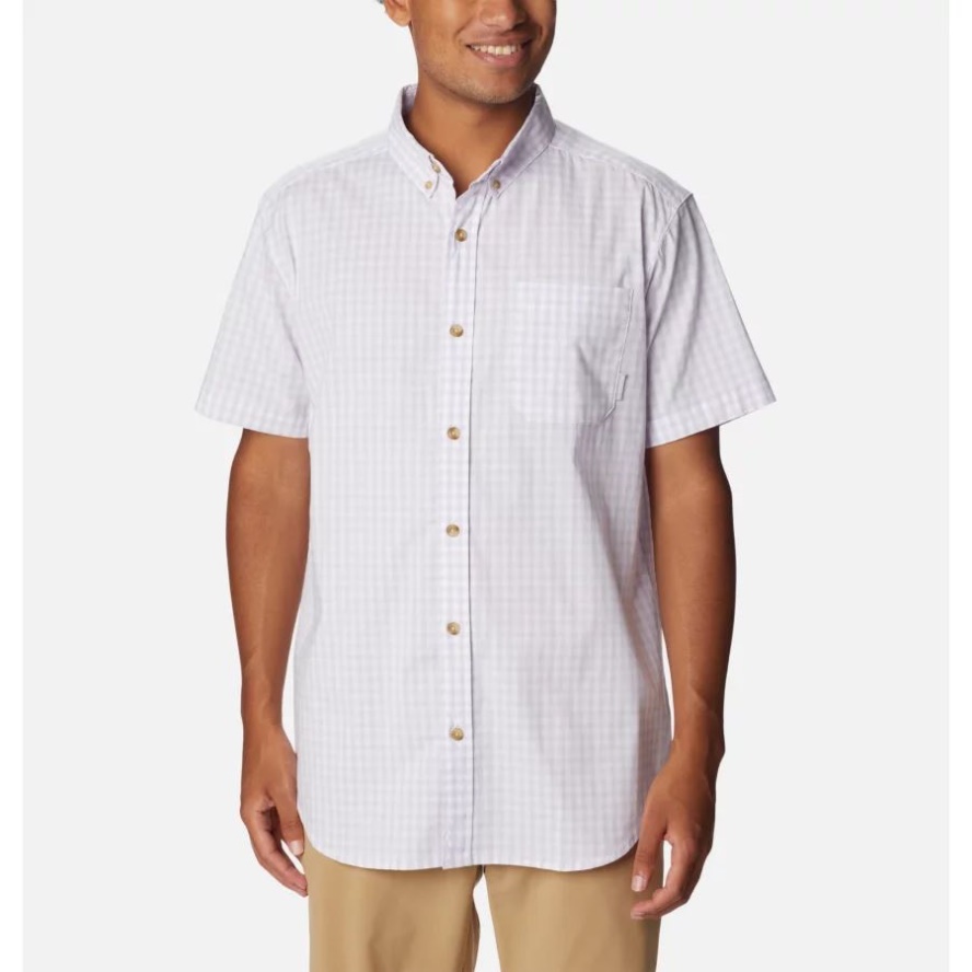 Columbia Sale Men's Rapid Rivers II Short Sleeve Shirt Purple Tint Gingham