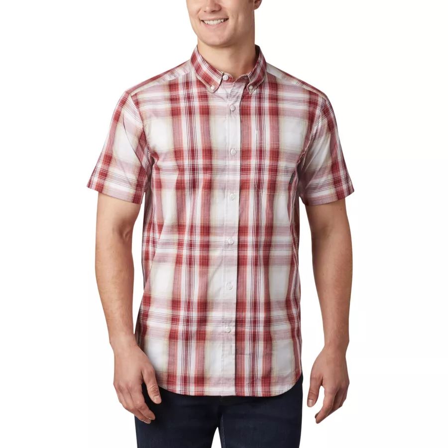 Columbia Sale Men's Rapid Rivers II Short Sleeve Shirt Red Jasper Ombre Plaid