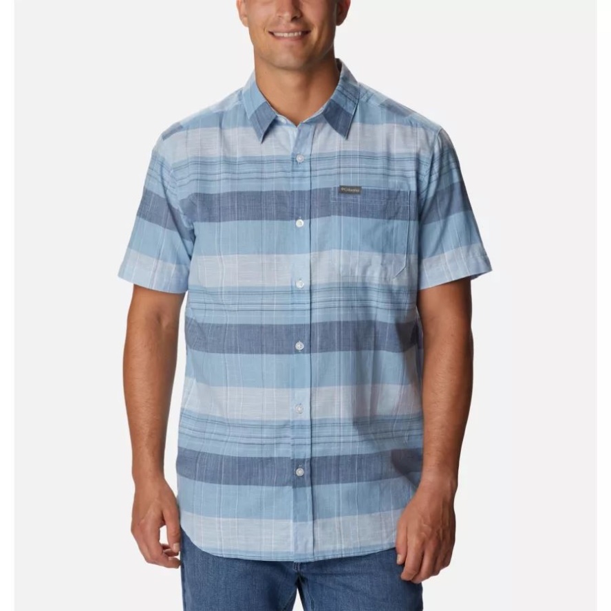 Columbia Sale Men's Rapid Rivers Novelty Short Sleeve Shirt Jet Stream Scattered Stripe