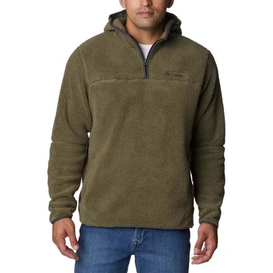 Columbia Sale Men's Rugged Ridge III Sherpa Pullover Hoodie Stone Green