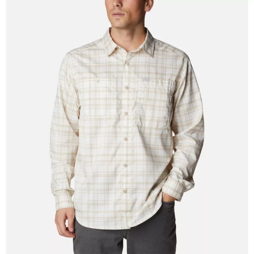 Columbia Sale Men's Silver Ridge Utility Lite Plaid Long Sleeve Shirt Chalk Multi Plaid