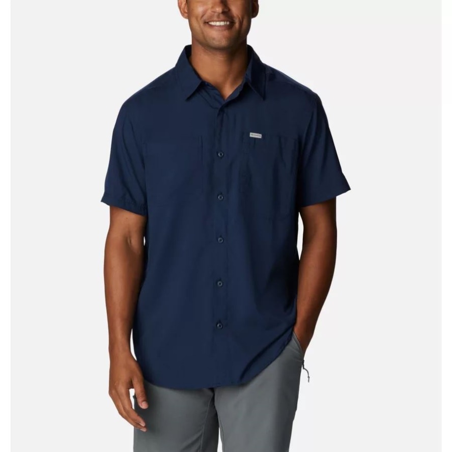 Columbia Sale Men's Silver Ridge Utility Lite Short Sleeve Shirt Tall Collegiate Navy