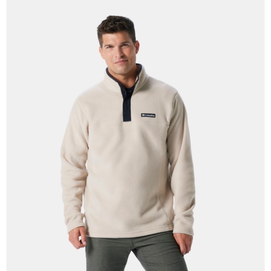 Columbia Sale Men's Steens Mountain Half Snap Fleece Pullover Tall Ancient Fossil/Black