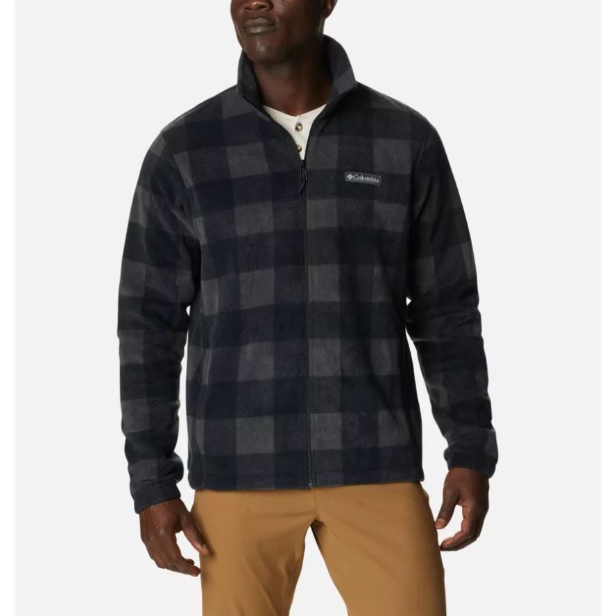 Columbia Sale Men's Steens Mountain Printed Fleece Jacket Black Check Print