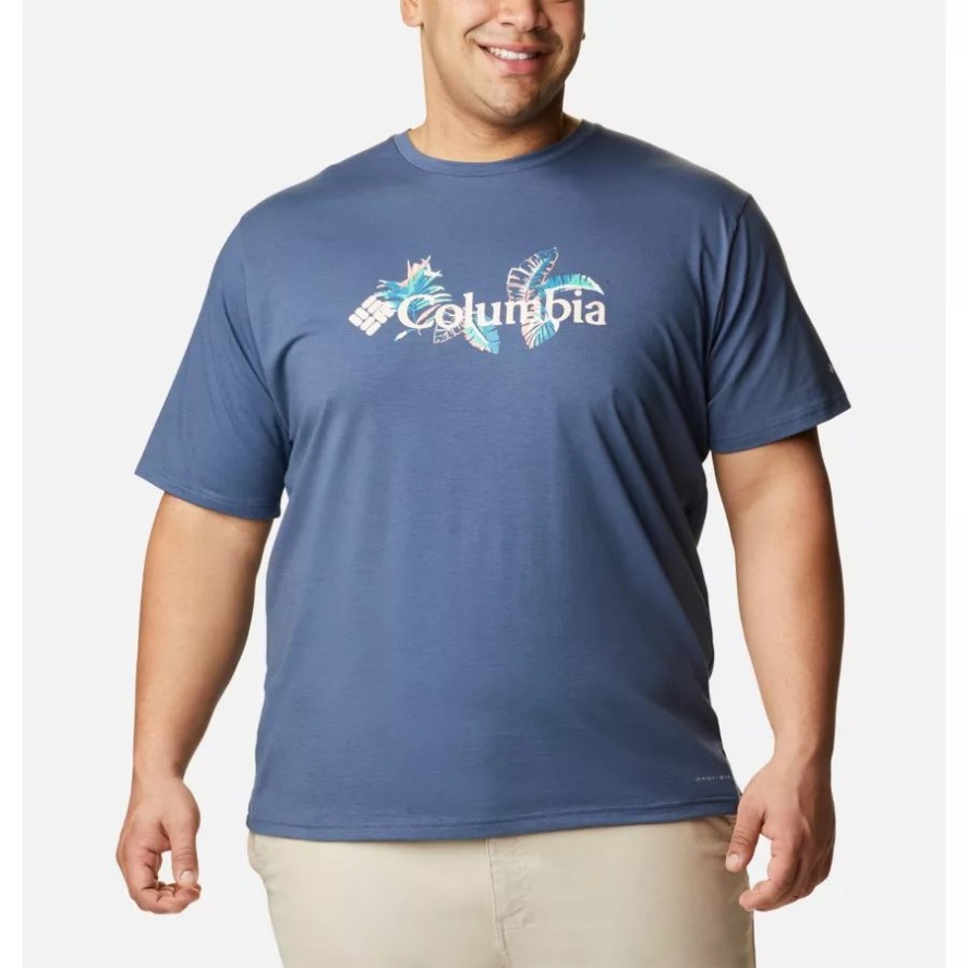 Columbia Sale Men's Sun Trek Short Sleeve Graphic T-Shirt Big Dark Mountain/Tropical Graphic