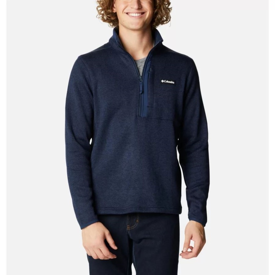 Columbia Sale Men's Sweater Weather Fleece Half Zip Pullover Collegiate Navy Heather/Collegiate Navy