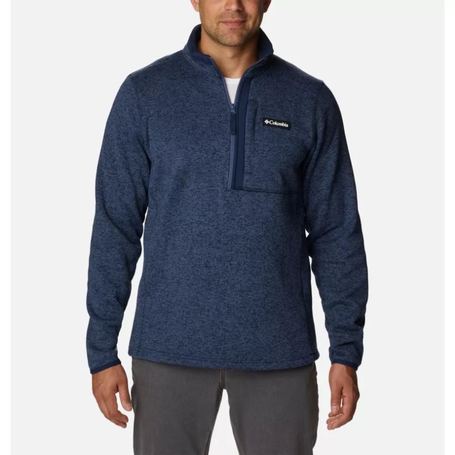Columbia Sale Men's Sweater Weather Half Zip Fleece Dark Mountain Heather/Dark Mountain