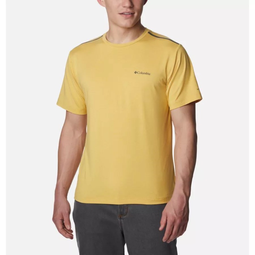 Columbia Sale Men's Tech Trail Crew Neck Shirt Golden Nugget Heather