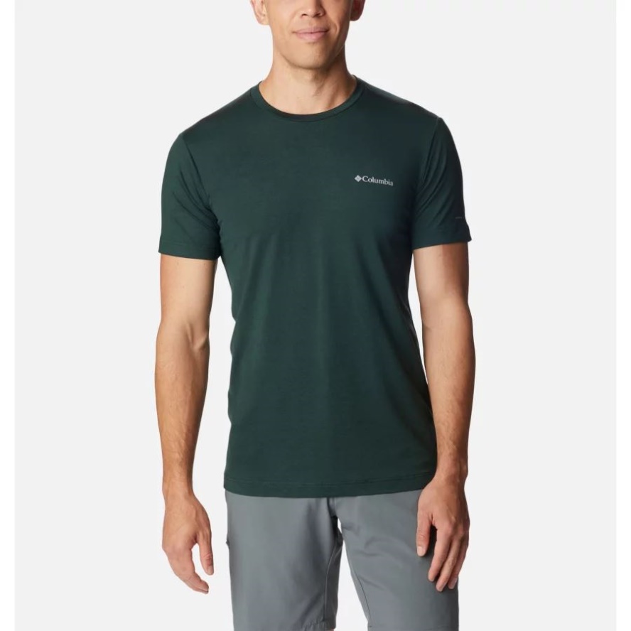 Columbia Sale Men's Tech Trail Crew Neck Technical T-Shirt Spruce Heather