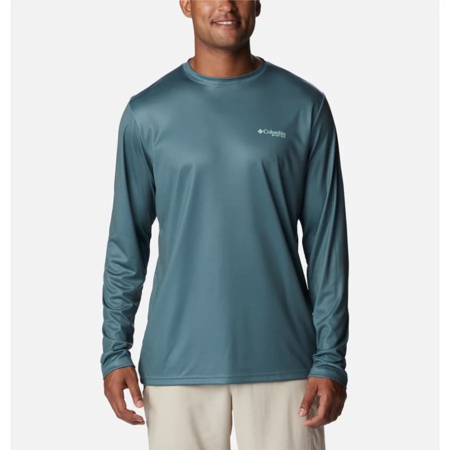 Columbia Sale Men's Terminal Tackle PFG Fish Flag Long Sleeve Shirt Metal/Key West Bass Lures