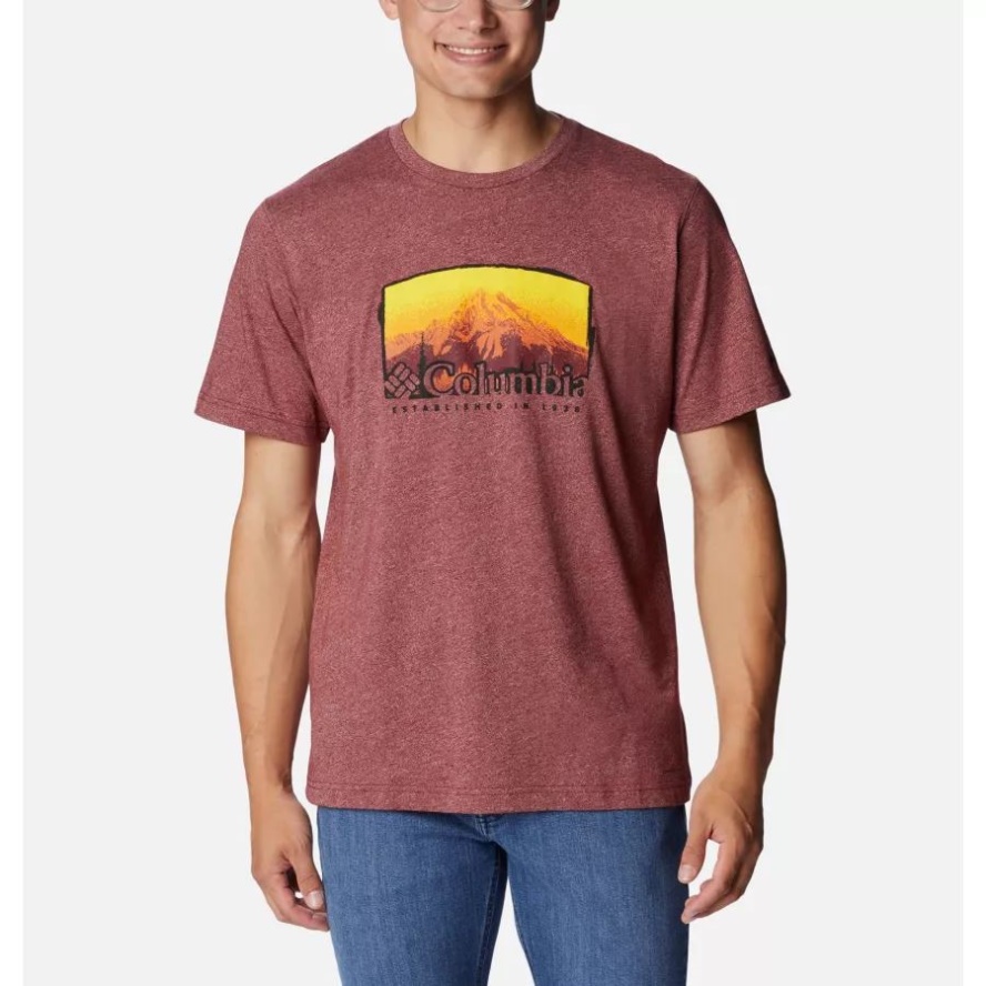 Columbia Sale Men's Thistletown Hills Graphic T-Shirt Red Jasper Heather/Foggy Haven