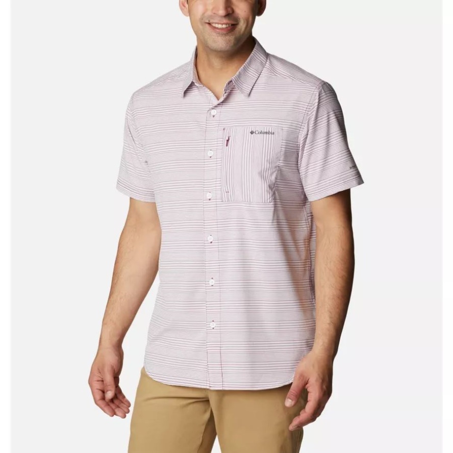 Columbia Sale Men's Twisted Creek III Short Sleeve Shirt Red Onion Wave Crest Stripe