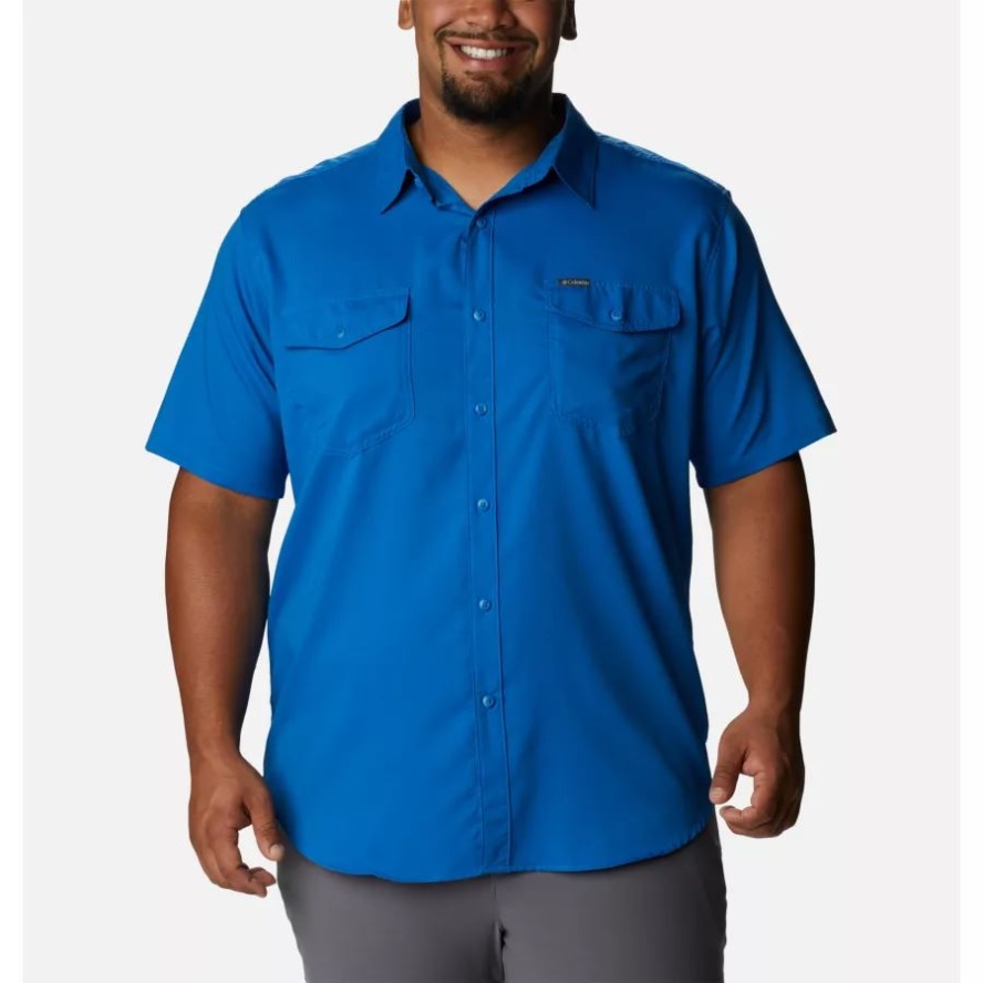 Columbia Sale Men's Utilizer II Solid Short Sleeve Shirt Big Bright Indigo