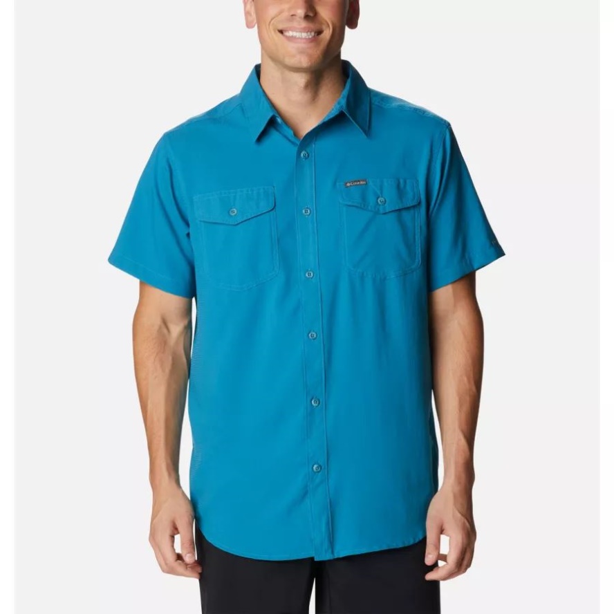 Columbia Sale Men's Utilizer II Solid Short Sleeve Shirt Deep Marine