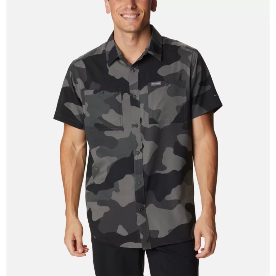 Columbia Sale Men's Utilizer Short Sleeve Shirt Black Mod Camo