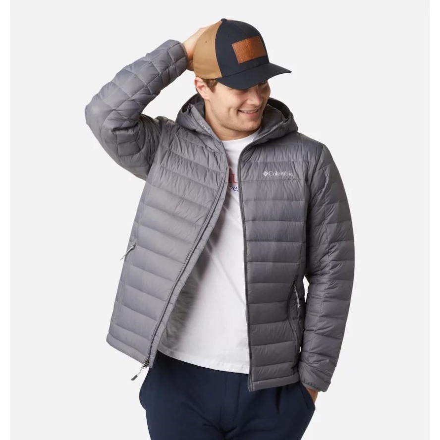 Columbia Sale Men's Voodoo Falls 590 TurboDown Hooded Puffer Jacket City Grey